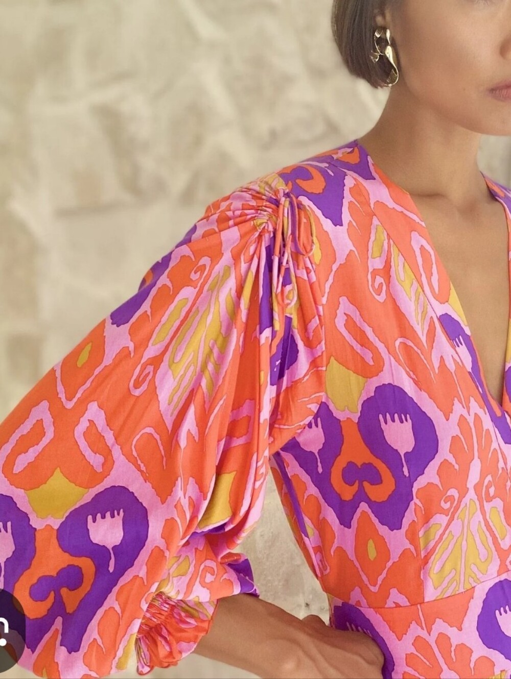 FEATHER & FIND OFF SHOULDERS TOP BOHEMIAN STYLE SMOCKED CUFF/ WAIST OVERSIZE MED